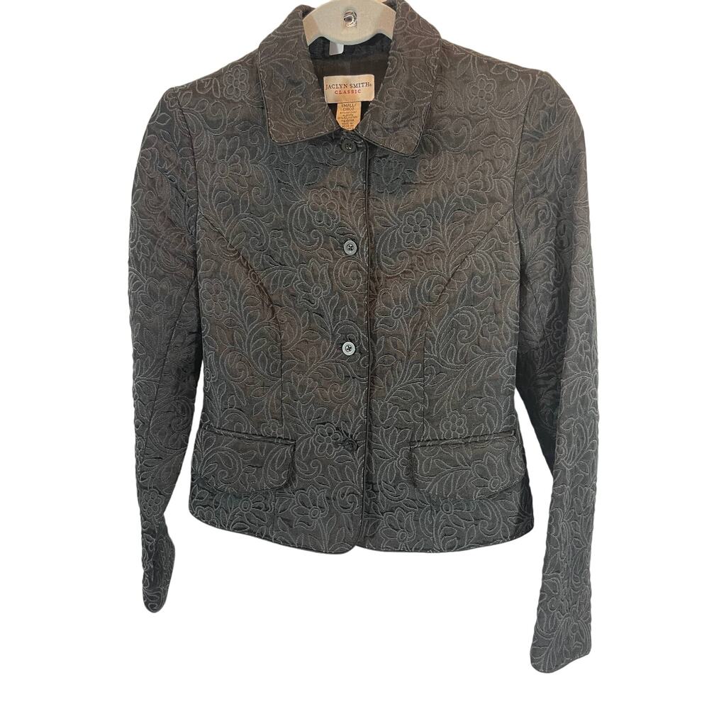 JACLYN SMITH CLASSIC BLAZER, SIZE SMALL, EMBROIDERED